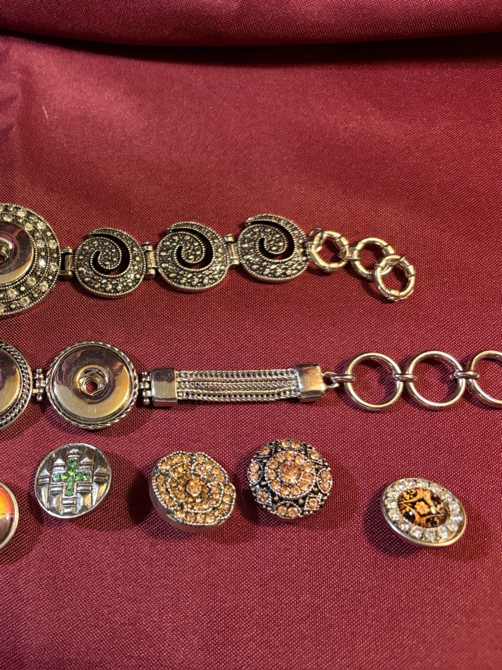 Gold-Tone Interchangeable Snap Button Bracelet with Decorative Charms - Gold